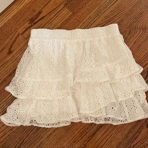 White eyelet ruffle tiered skirt